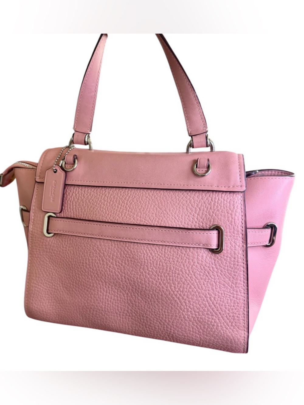 COACH Pink Pebble Leather Turnlock Satchel Authentic - Picture 2 of 8